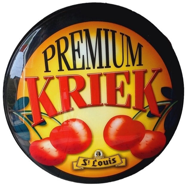 grote plexiglazen reclame "premium kriek", Verzamelen, Merken en Reclamevoorwerpen, Ophalen, Gebruikt, Lichtbak of (neon) lamp