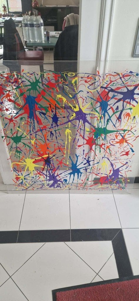 Cadre contemporain signé – 110 x 110 cm, Antiquités & Art, Art | Peinture | Classique, Autres sujets, Autres techniques, Panneau