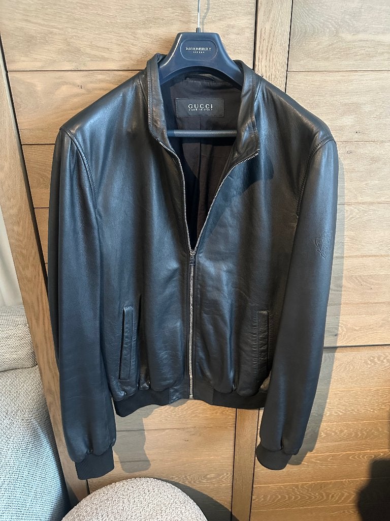 Gucci lederen bomber jacket, Kleding | Heren, Jassen | Zomer, Zo goed als nieuw, Maat 52/54 (L), Zwart, Ophalen