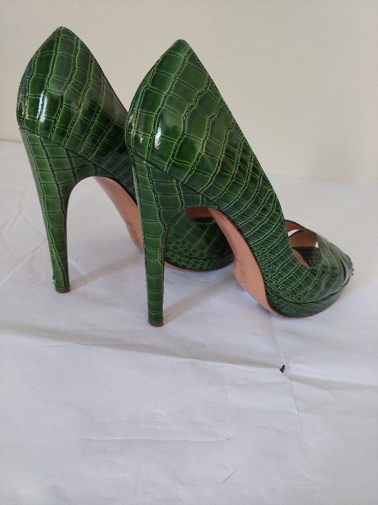 860C* Casadei - escarpins vert vintage cuir (40,5), Escarpins, Vert, Porté, Casadei
