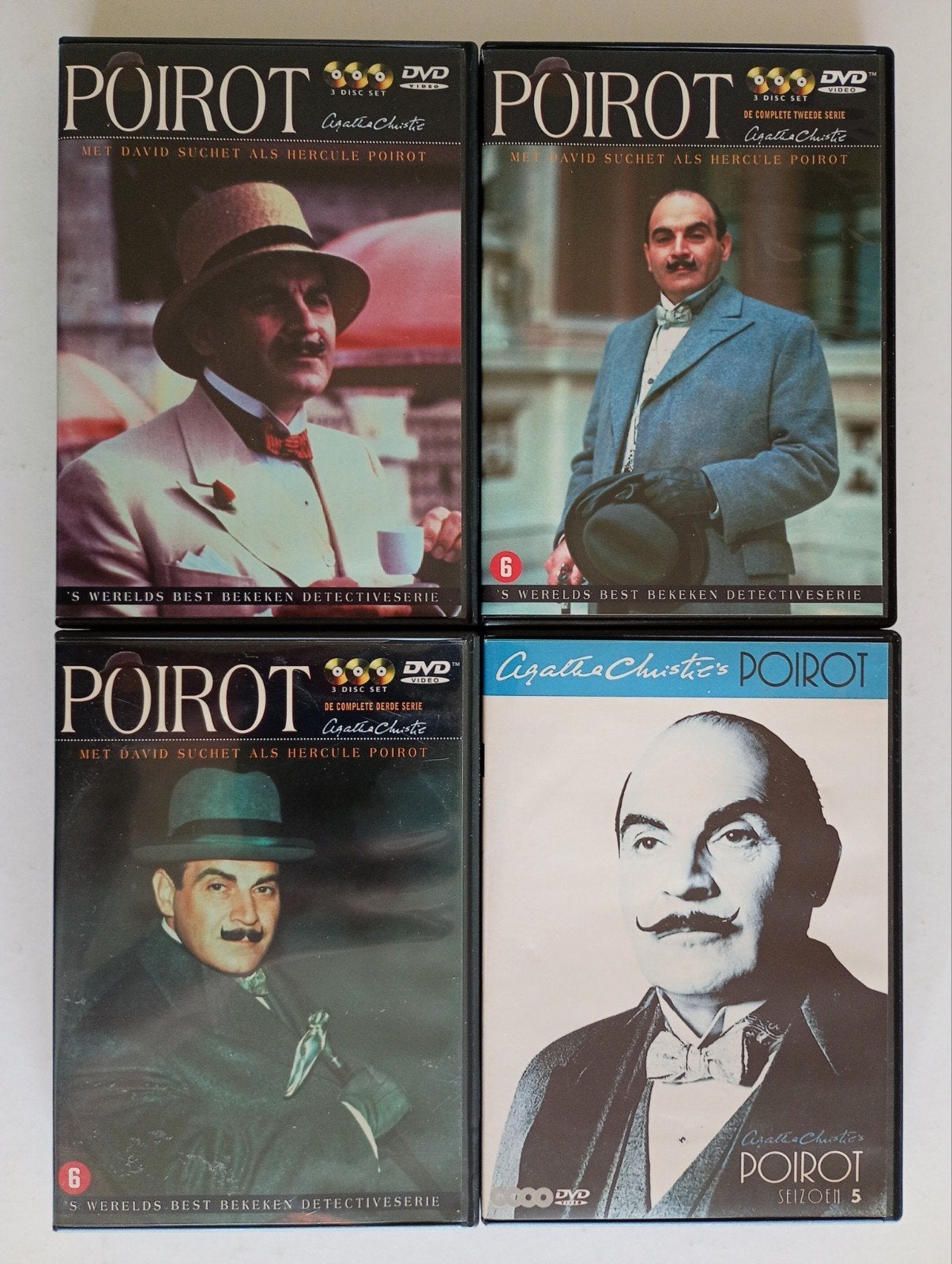 Hercule Poirot seizoenen 1, 2, 3, 5. Seizoen 5 mist 1 film, Cd's en Dvd's, Seizoen 1, Nederlands, Ophalen of Verzenden, Gebruikt