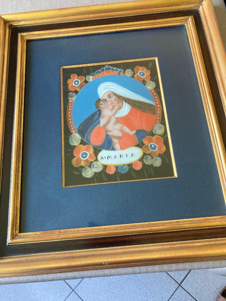 2 achterglasschilderijen, Antiquités & Art, Enlèvement, Sous verre, Portrait ou Personnes