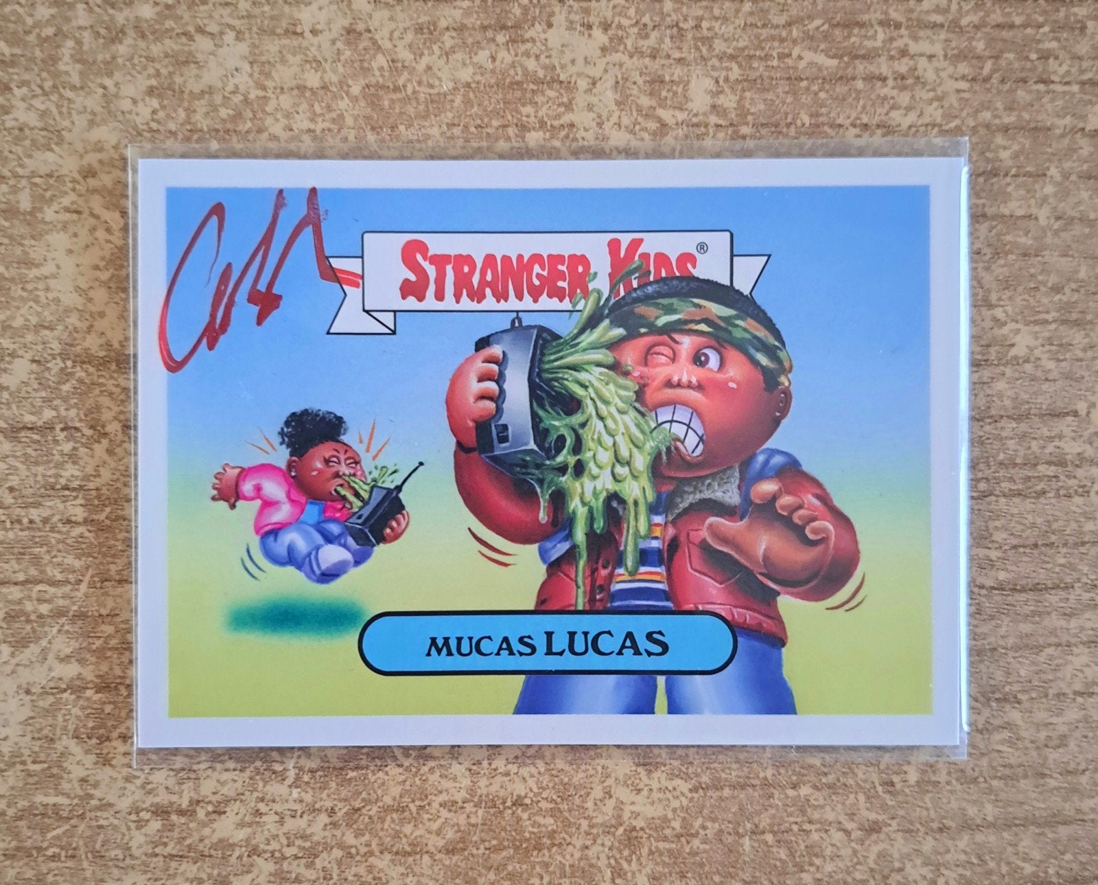 GPK Stranger Things + handtekening Lucas (Caleb McLaughlin), Hobby en Vrije tijd, Stickers en Plaatjes, Nieuw, Stickers en Plaatjes