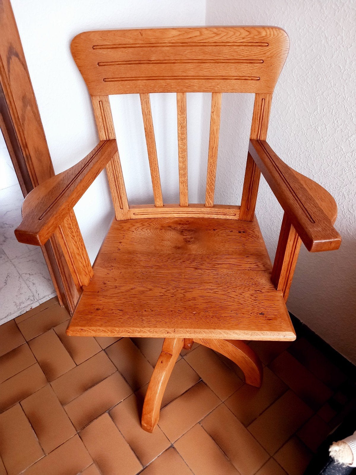 vintage houten bureaustoel stoel, Enlèvement, Bois