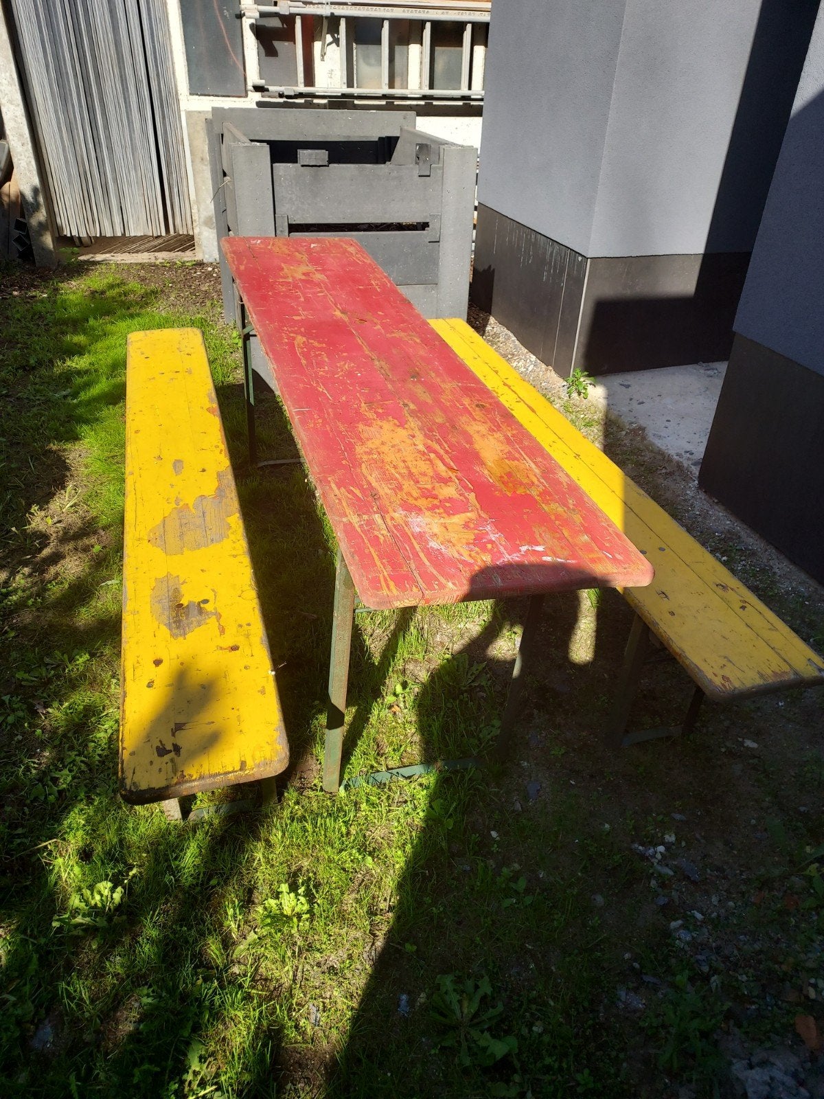 Bierbanken set, Jardin & Terrasse, Enlèvement, Utilisé, Rectangulaire, Bois