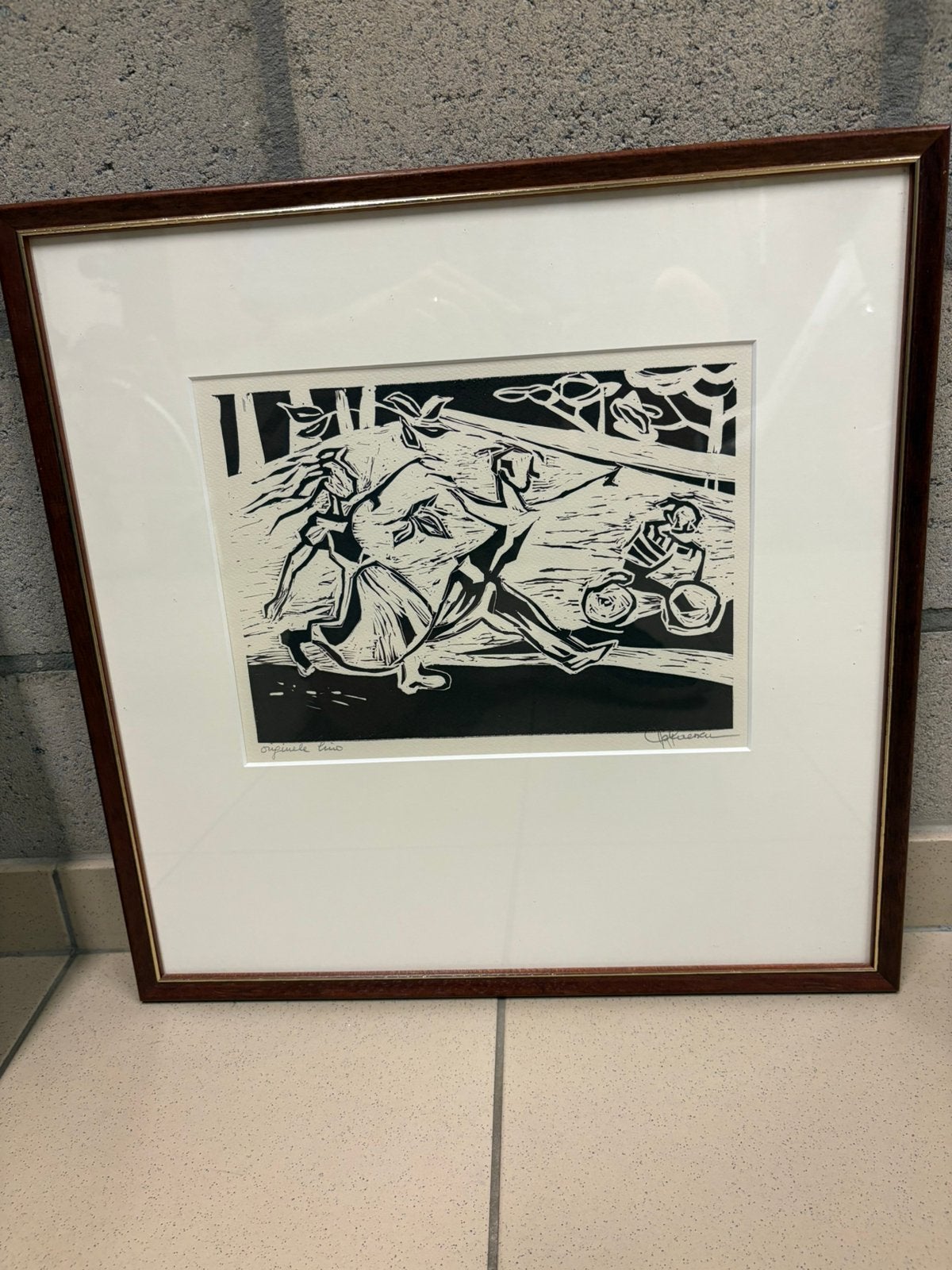 Originele Linosnede Agy Claessen (1945) – Ingelijst (1999), Ophalen of Verzenden, Ingelijst