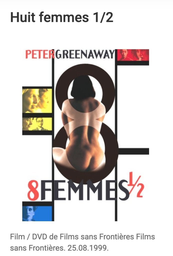 Klassieke dvd/8 dames 1/2/Peter Greenaway (1999), 2000 tot heden, Frans, Alle leeftijden, Ophalen of Verzenden
