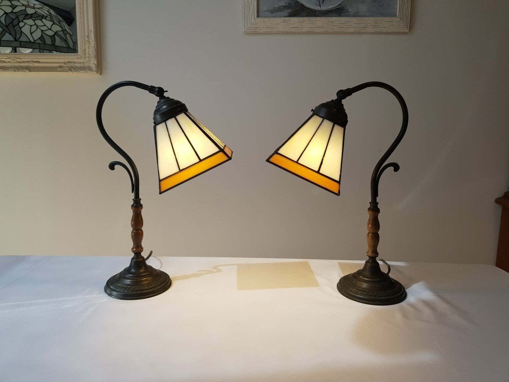 Paire de lampes style Tiffany et Art Nouveau, Enlèvement ou Envoi, Comme neuf, Verre
