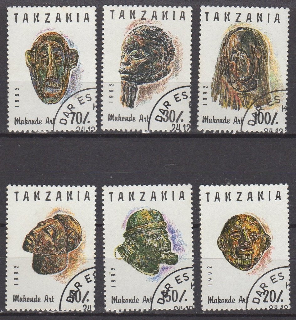 Tanzania - Houten maskers, Ophalen of Verzenden, Tanzania, Gestempeld
