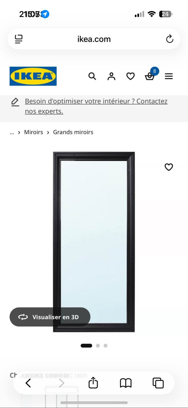 Miroir Ikea, Maison & Meubles, Enlèvement, Comme neuf