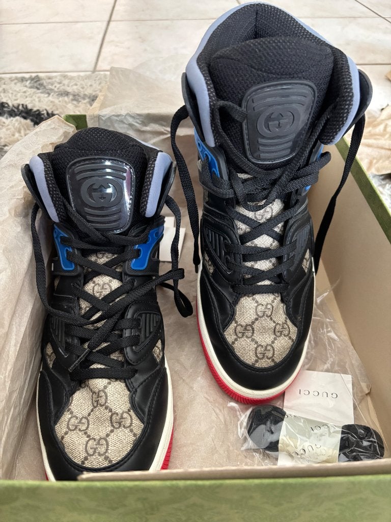 Schoenen Gucci Basket Black Demetra Beige Ebony Grey, Comme neuf, Enlèvement, Gucci, Baskets