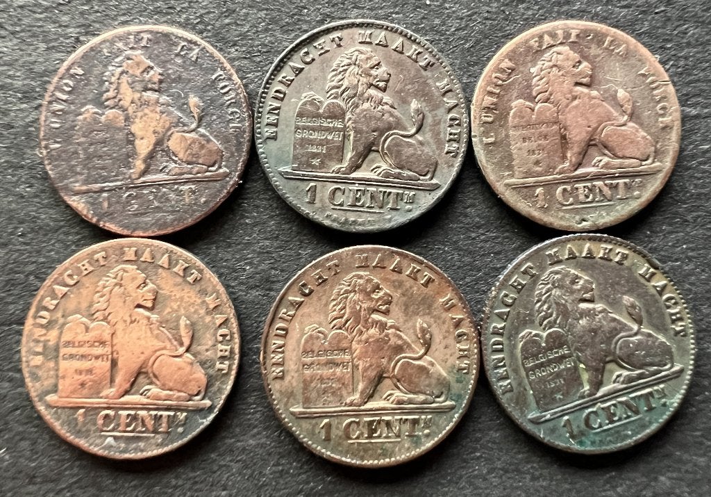 Belgie munten - 1 centiem - 1 centimes- Leopold 2 - Albert, Ophalen of Verzenden, Overig, Setje