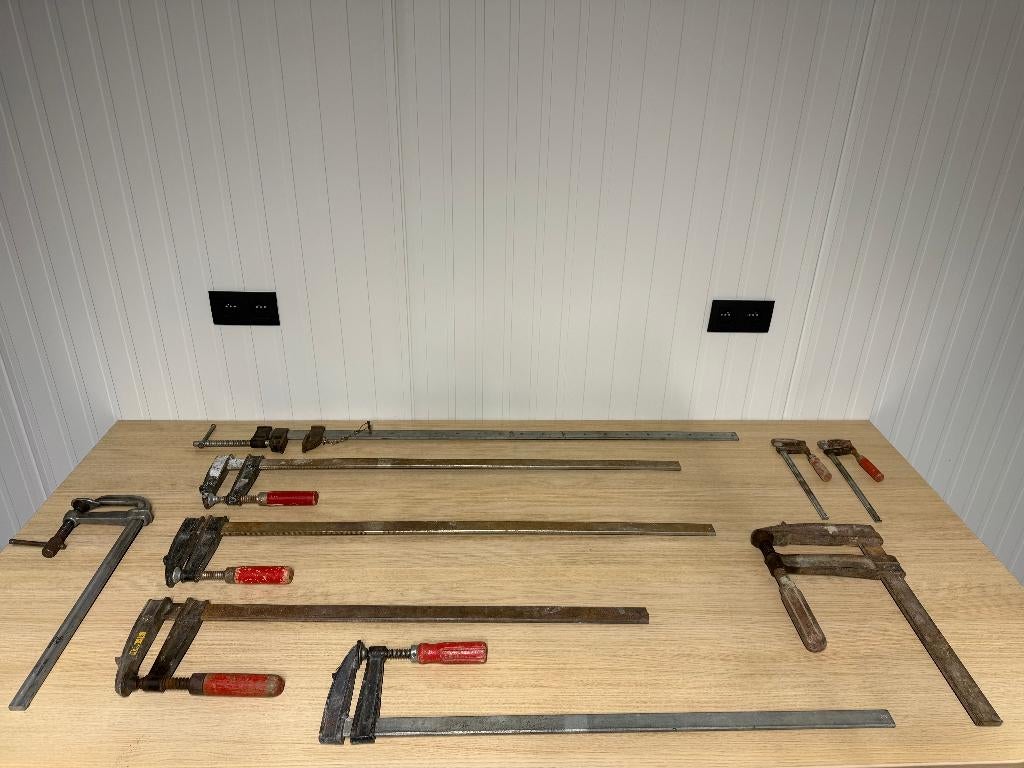 9 sergeanten / lijmklemmen / schroefklemmen, Doe-het-zelf en Bouw, Ophalen, Gebruikt