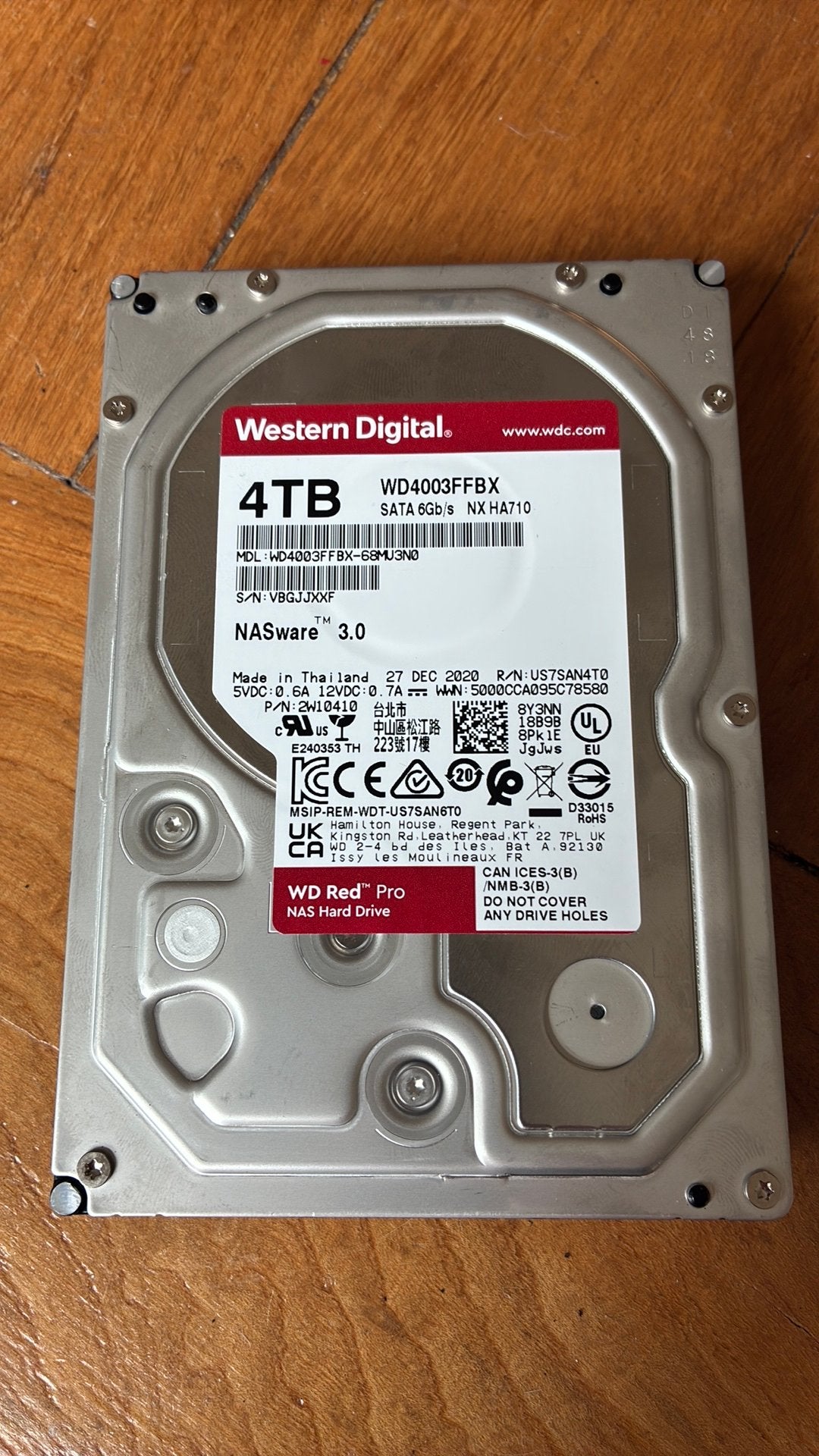 WD Red pro 4TB, Computers en Software, Harde schijven, Intern, Gebruikt, Server, Ophalen of Verzenden