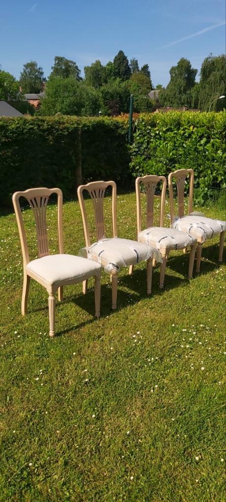 4 CHAISES BOIS EBENE LAQUÉ ROCHE-BOBOIS, Enlèvement, Tissus, Quatre