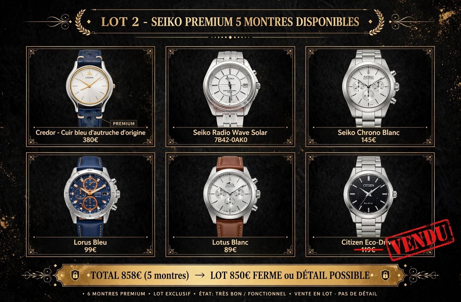 Lot de seiko plus premium, Staal, Staal, Citizen, Ophalen of Verzenden