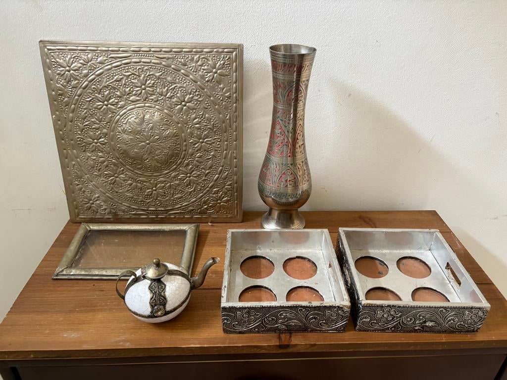Metalen decoratieset, Hobby en Vrije tijd, Picknickmanden, Ophalen, Zo goed als nieuw