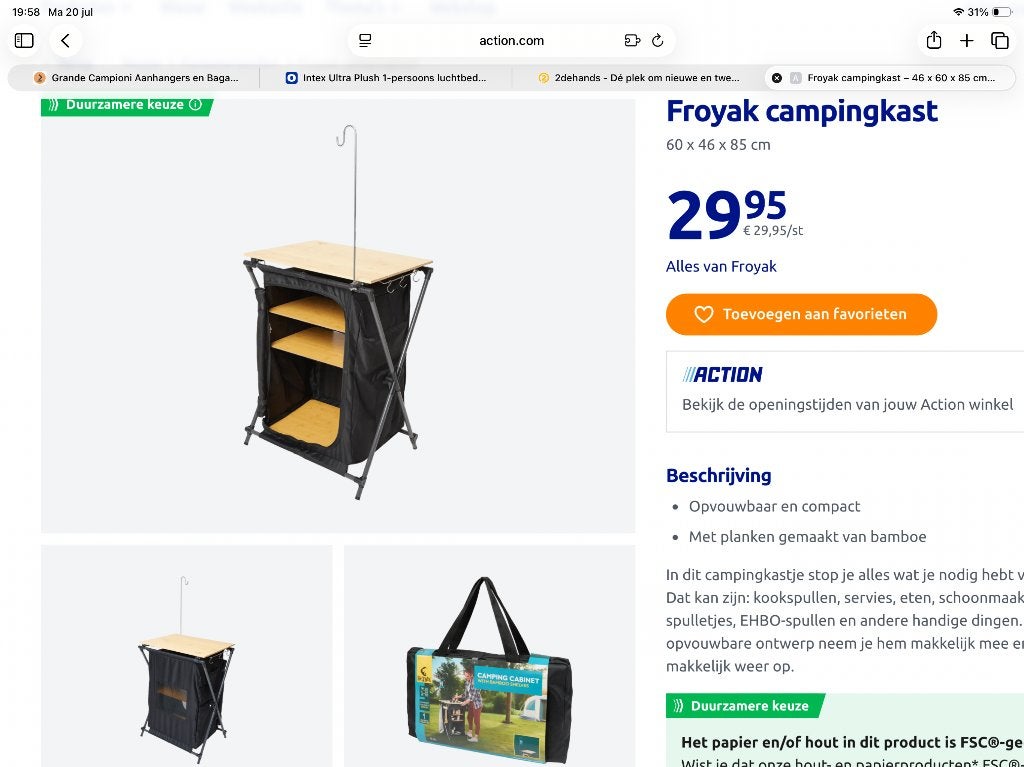 Campingkastje, Ophalen, Zo goed als nieuw, Campingkast
