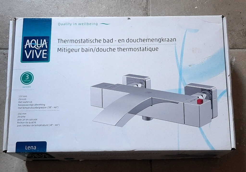 Aquavive Lena thermostatische mengkraan, Doe-het-zelf en Bouw, Ophalen of Verzenden, Zo goed als nieuw, Inox, Douche