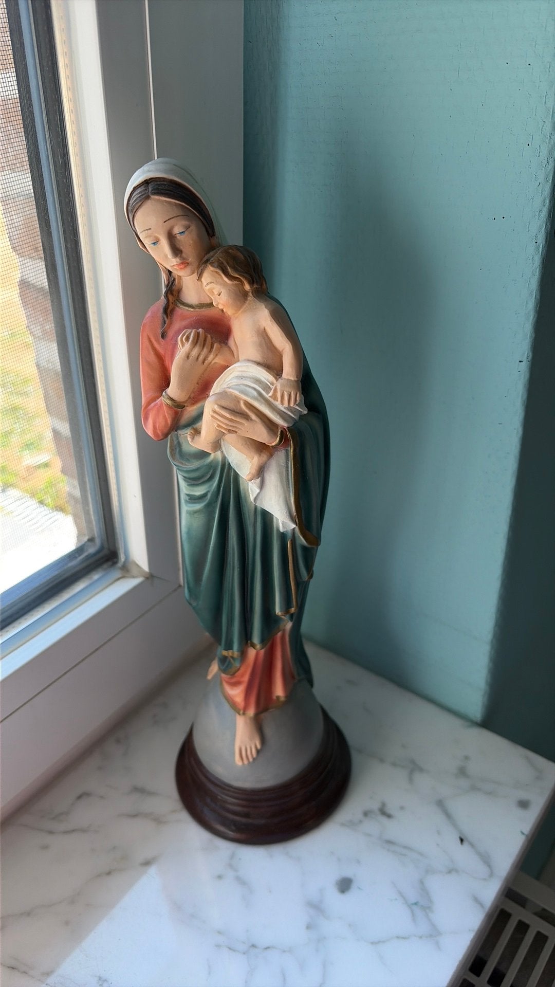 Maria met Kind – religieus beeld – 36 cm – gemerkt ET93, Antiek en Kunst, Antiek | Religieuze voorwerpen, Ophalen