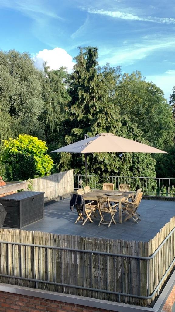 Parasol Platinum Challenger 300x300 cm - 360° (als nieuw), Tuin en Terras, Parasols, Ophalen, Zo goed als nieuw, Verstelbaar, Parasolvoet