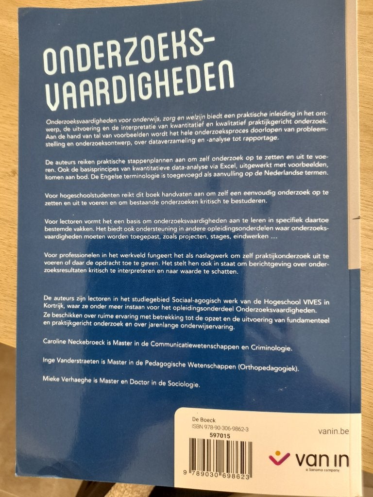 Boek onderzoeksvaardigheden vooe onderwijs zorg en welzijn, Boeken, Ophalen, Nieuw, Overige vakken, Caroline Neckebroeck,inge Vanderstraeten,Mieke Verhaeghe