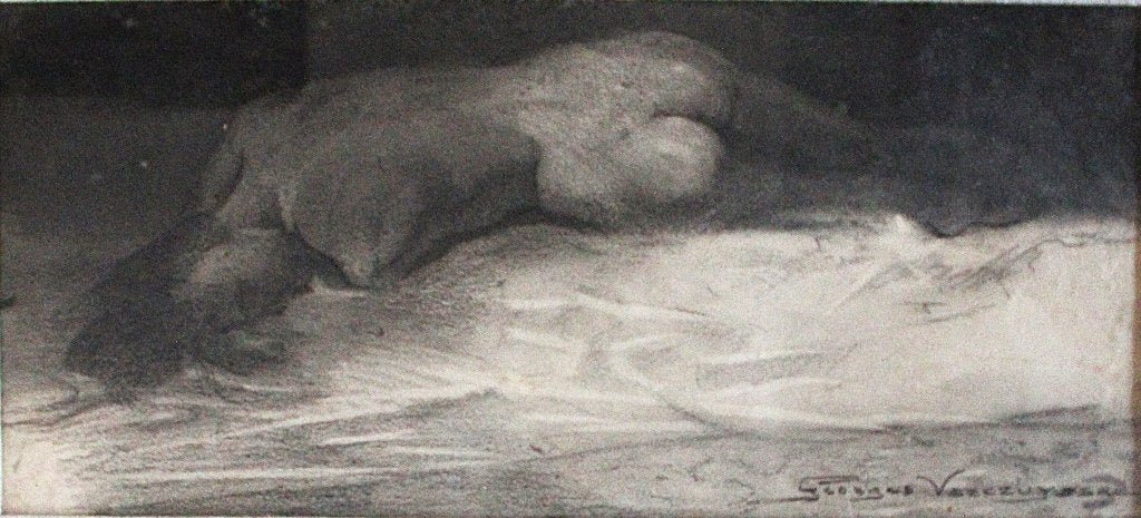 Georges Vercruysse - houtskooltekening, Antiquités & Art, Art | Dessins & Photographie, Enlèvement, Dessin au fusain, Sous verre