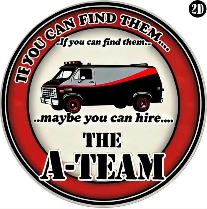 Panneau mural rond en métal The A-Team (20 cm de diamètre)