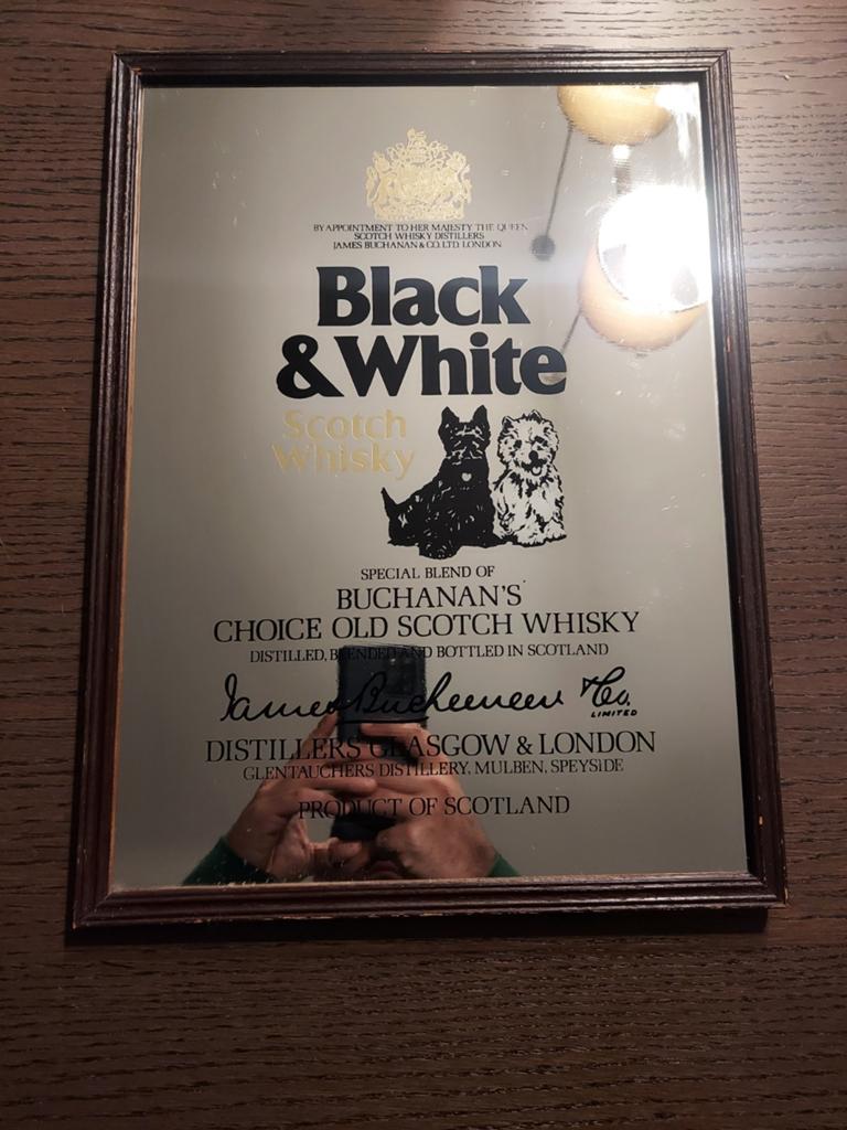 Miroir à whisky écossais noir et blanc vintage, Enlèvement