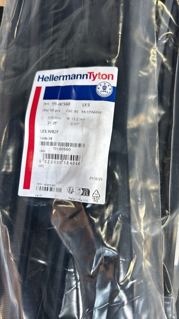 HellermanTyton LK5 kabelbinders 535 mm zwart 50 stuks, Ophalen of Verzenden, Nieuw, Overige merken, Kabel of Snoer