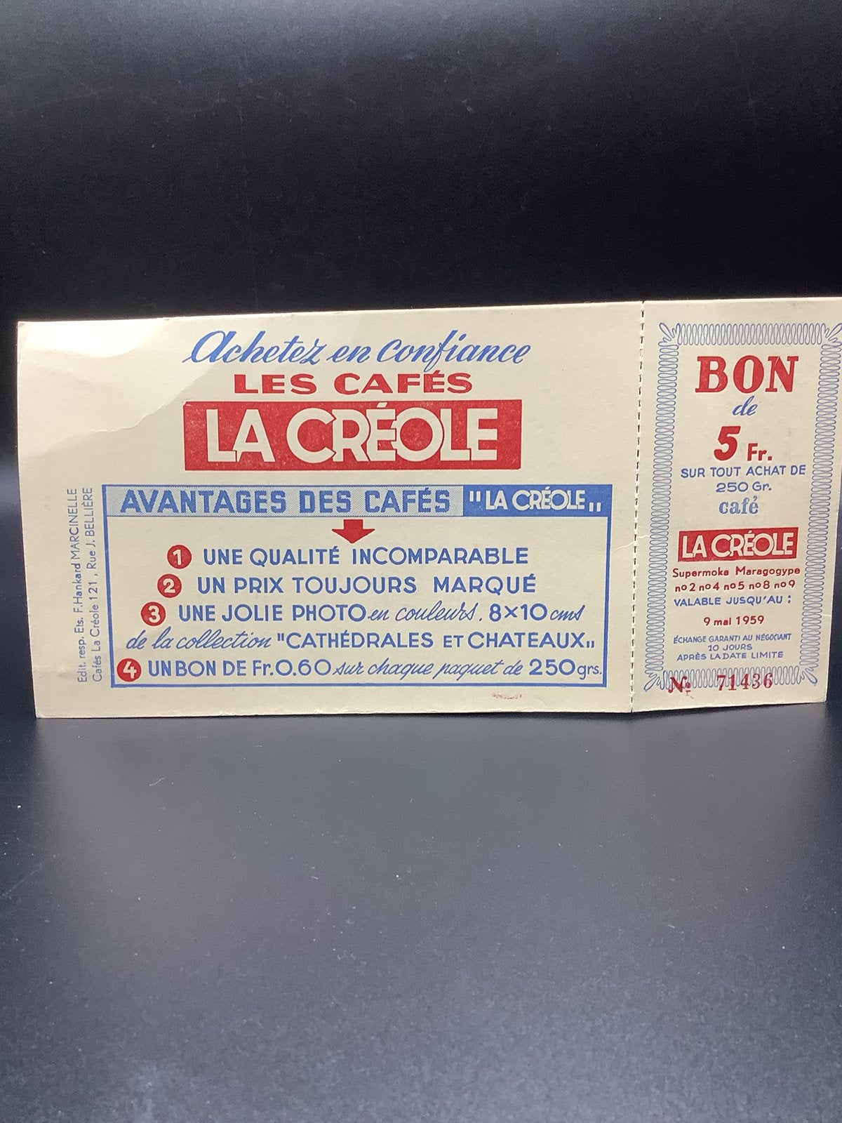 Oude La Créole koffie reclame (Marcinelle), Verzamelen, Ophalen of Verzenden, Zo goed als nieuw