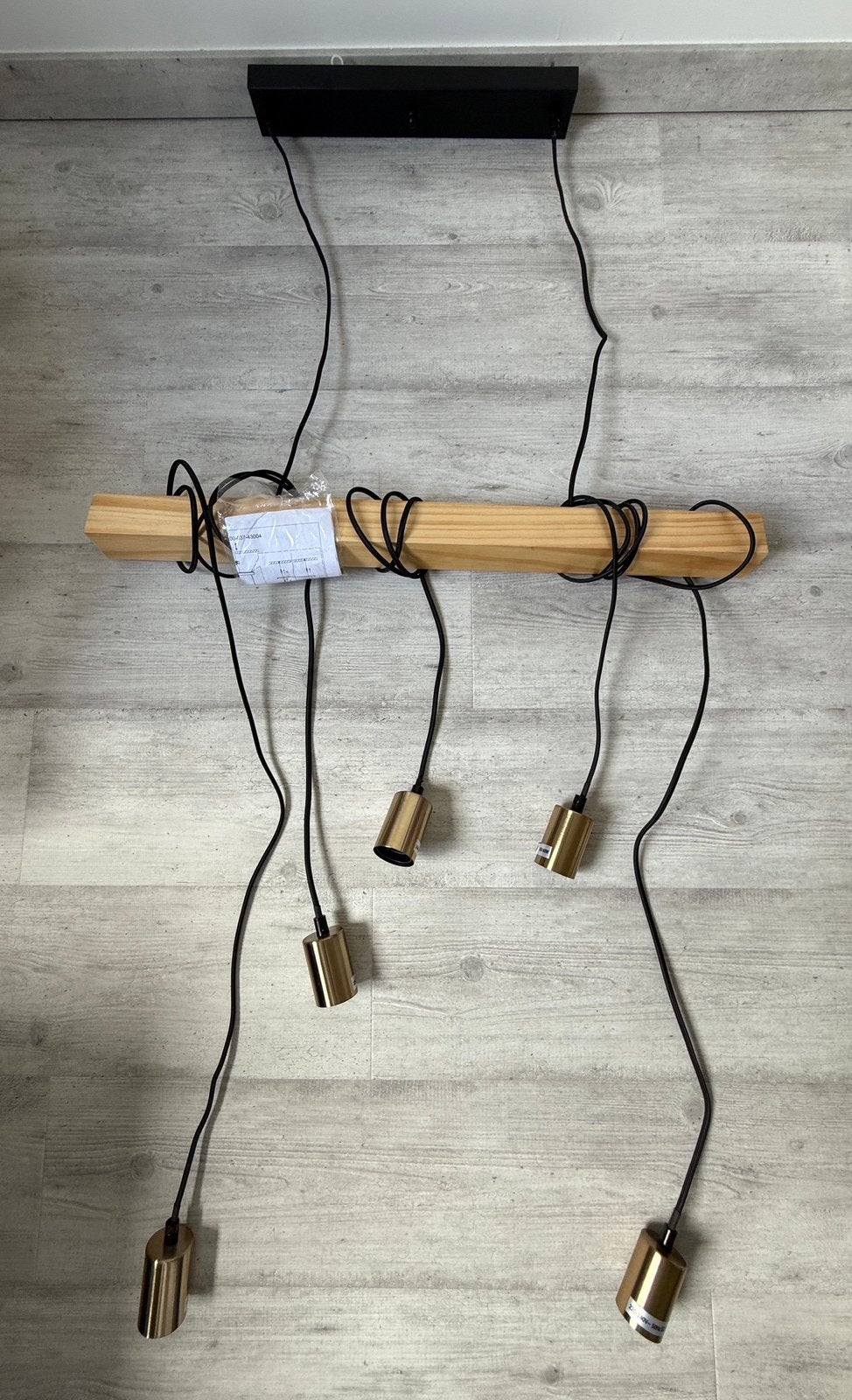NIEUW Industriële moderne hanglamp E27, Neuf, 75 cm ou plus, Enlèvement, Bois