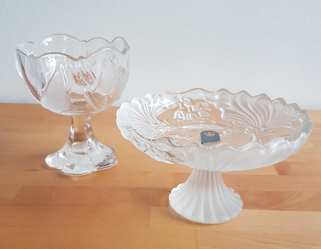 Verre WALTHER, Bonbonnière et Coupe, sur pied, signés., Antiquités & Art, Enlèvement ou Envoi