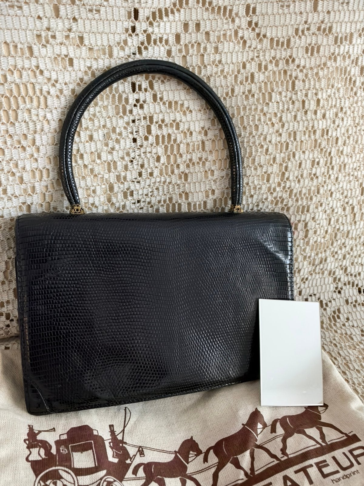 Sublime sas DELVAUX cuir de lézard noir, Enlèvement ou Envoi, Comme neuf, Noir