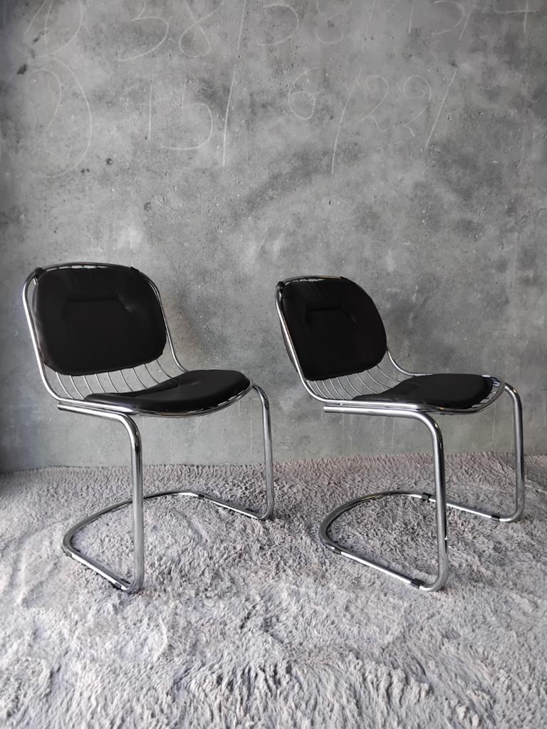 Set vintage chairs GASTONE RINALDI 70.s, Enlèvement, Brun
