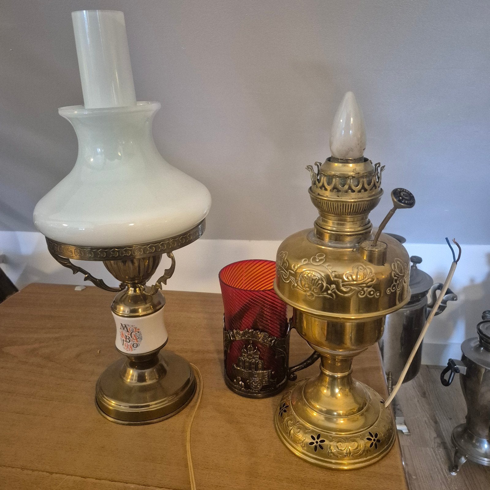 Messing koperen lampen, Antiek en Kunst, Ophalen of Verzenden