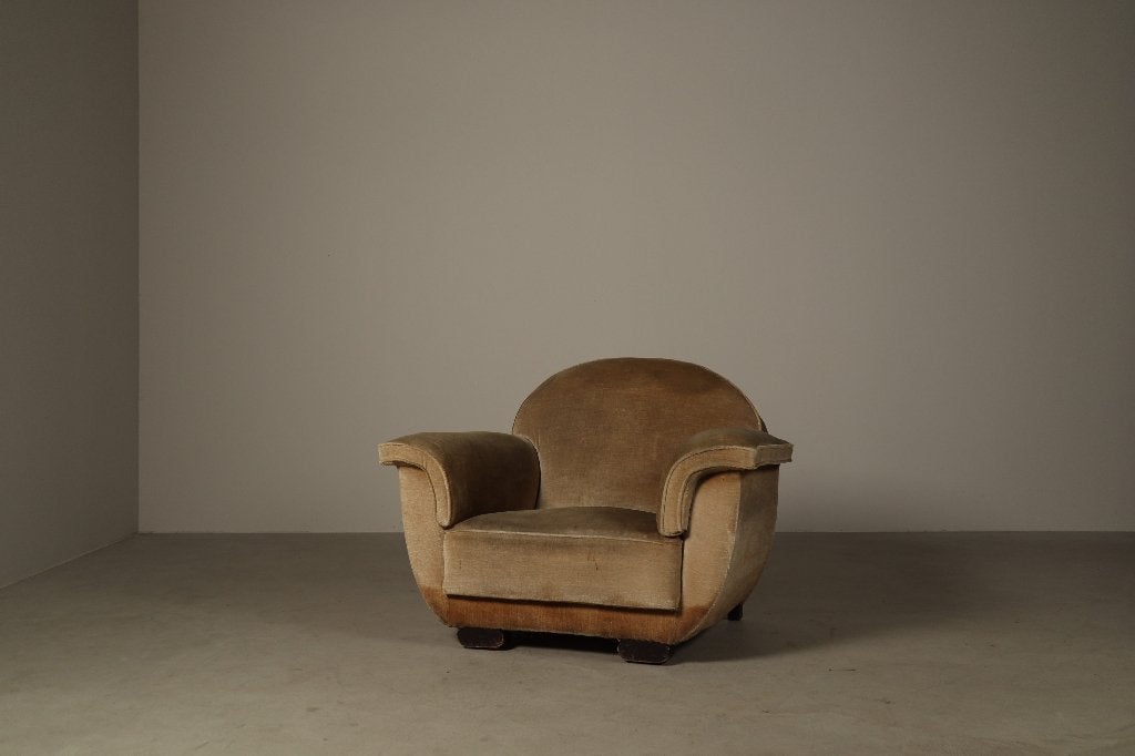 Chaise longue Art Déco en velours d'origine, vers 1930, Antiquités & Art, Enlèvement