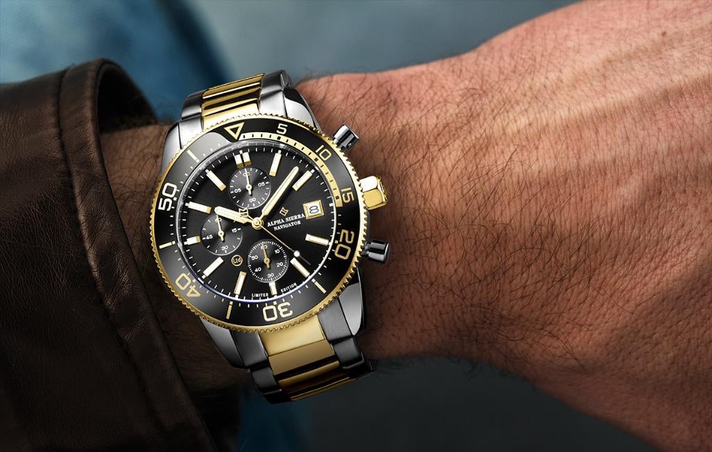 Alpha Sierra Navigator BGS04 SEIKO t.w.v € 399-,, Ophalen of Verzenden, Waterdicht, Nieuw, Zwart