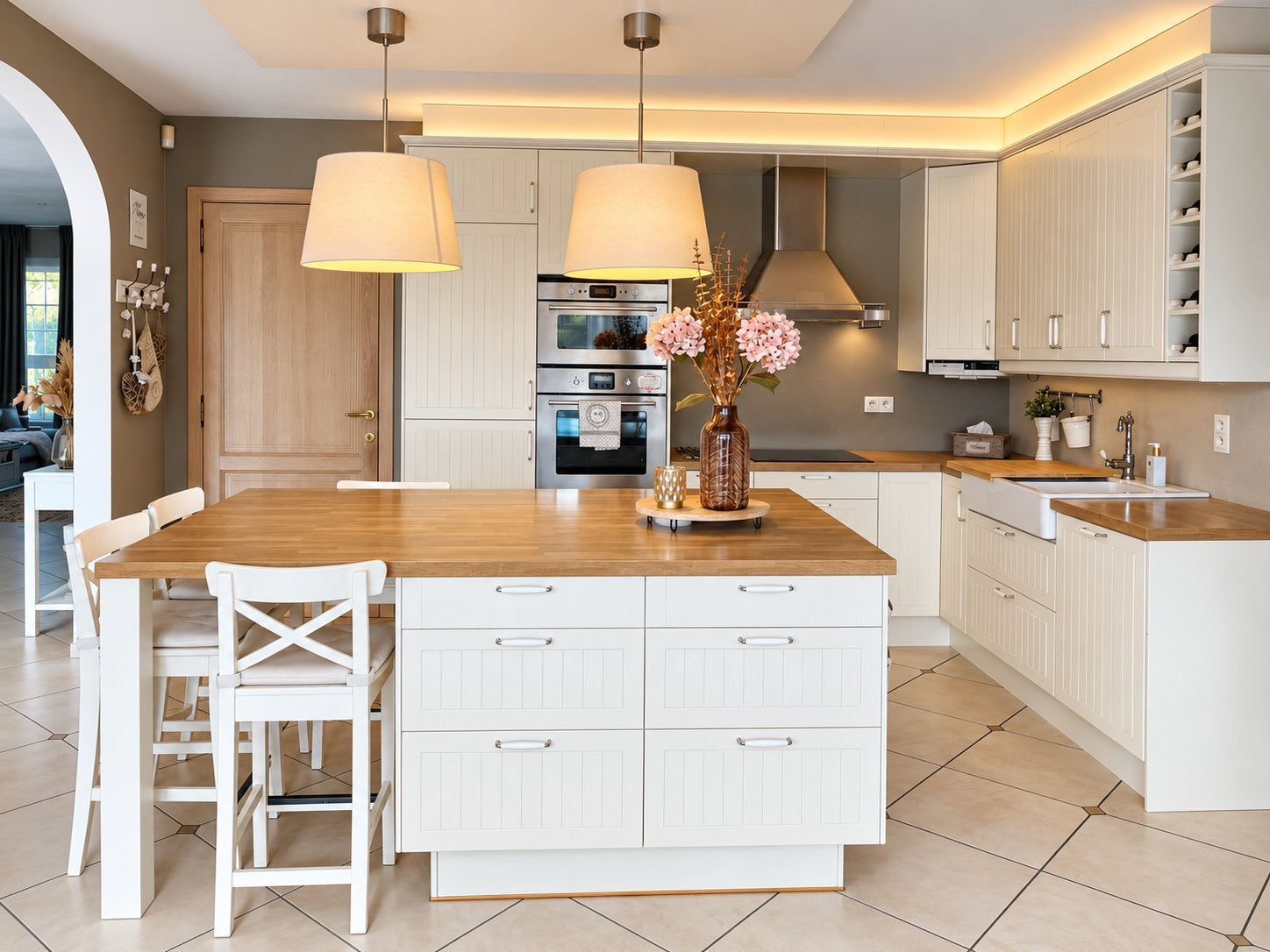 Complete landelijke keuken met groot eiland, Ophalen, Gebruikt, Overige typen, Kunststof
