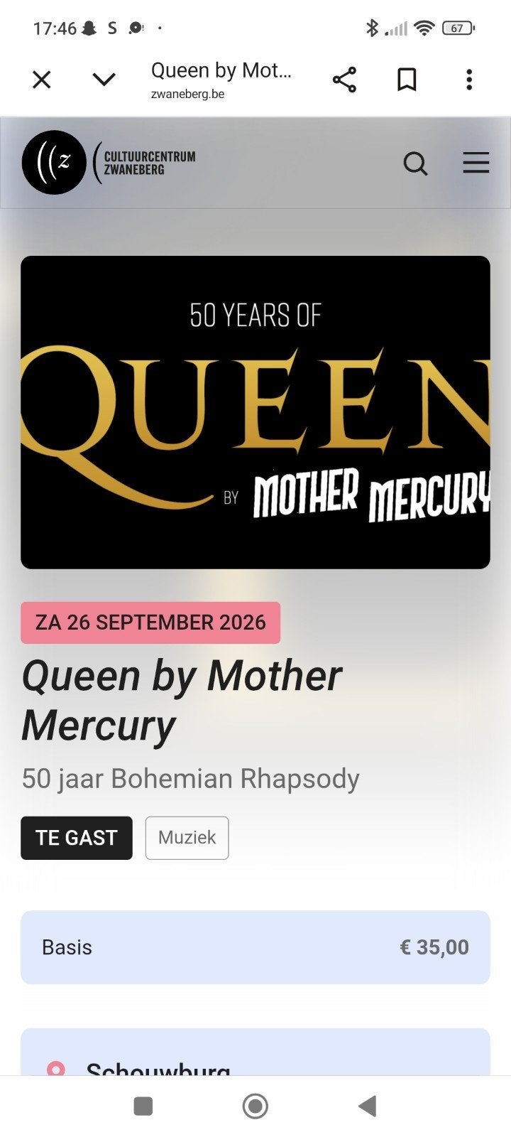 3 tickets Queen Cc Zwaneberg  26/9, Trois personnes ou plus