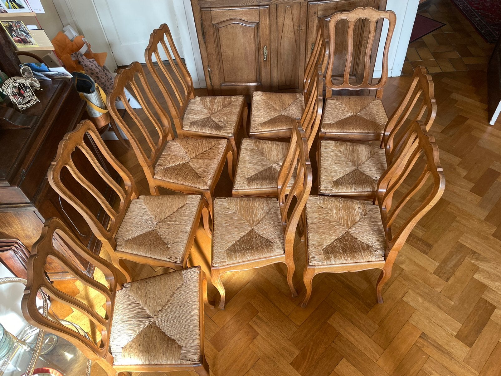 Lot de 10 chaises, Maison & Meubles, Brun, Enlèvement, Bois, De style Louis XV