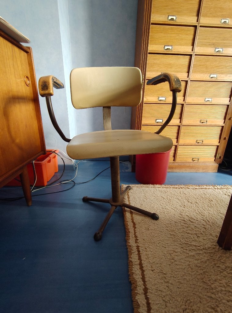 Chaise bureau vintage, Enlèvement, Utilisé, Beige, Chaise de bureau