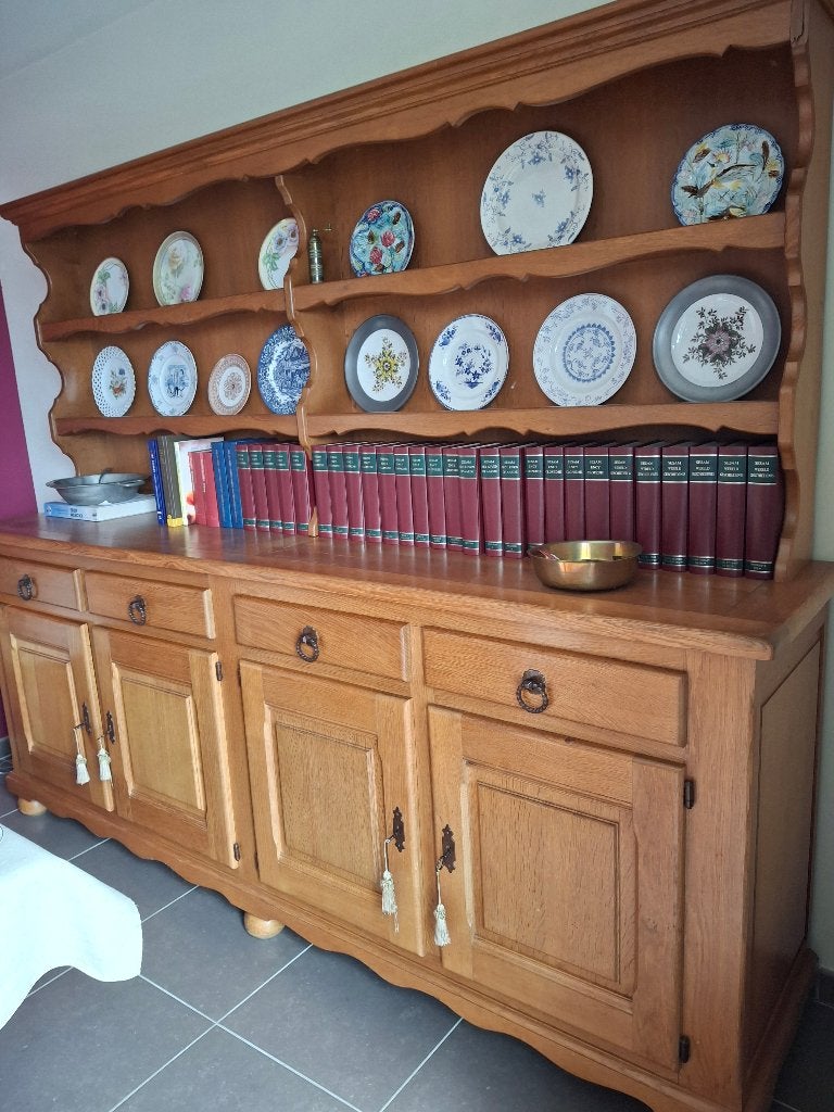 kast + opzetstuk afneembaar, barkast en hoekkast, Ophalen, Met deur(en), Eikenhout, Zo goed als nieuw