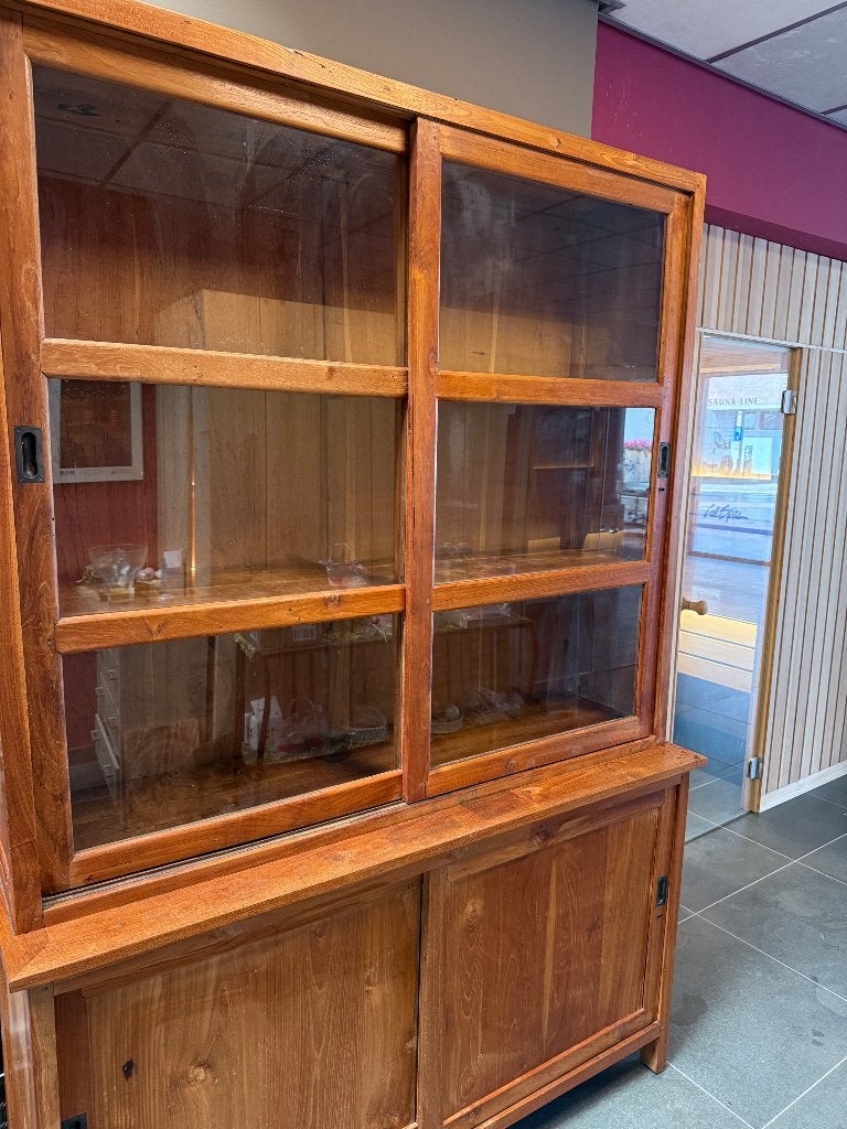 Vitrine kast teak, Ophalen, 200 cm of meer, Teakhout, 25 tot 50 cm