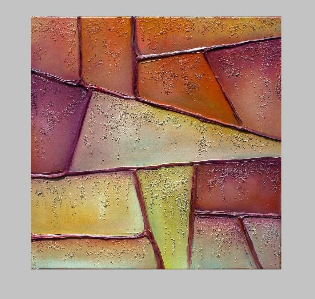 " Brics " Acrylschilderij op canvasdoek, Antiquités & Art, Art | Peinture | Moderne, Enlèvement ou Envoi, Peint à la main, Peinture acrylique