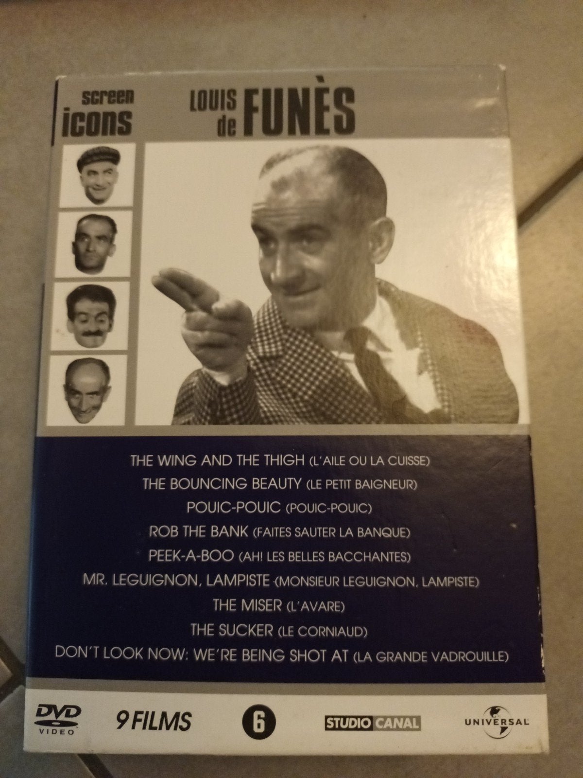 9 dvd box Louis de Funes screen icons, Ophalen of Verzenden