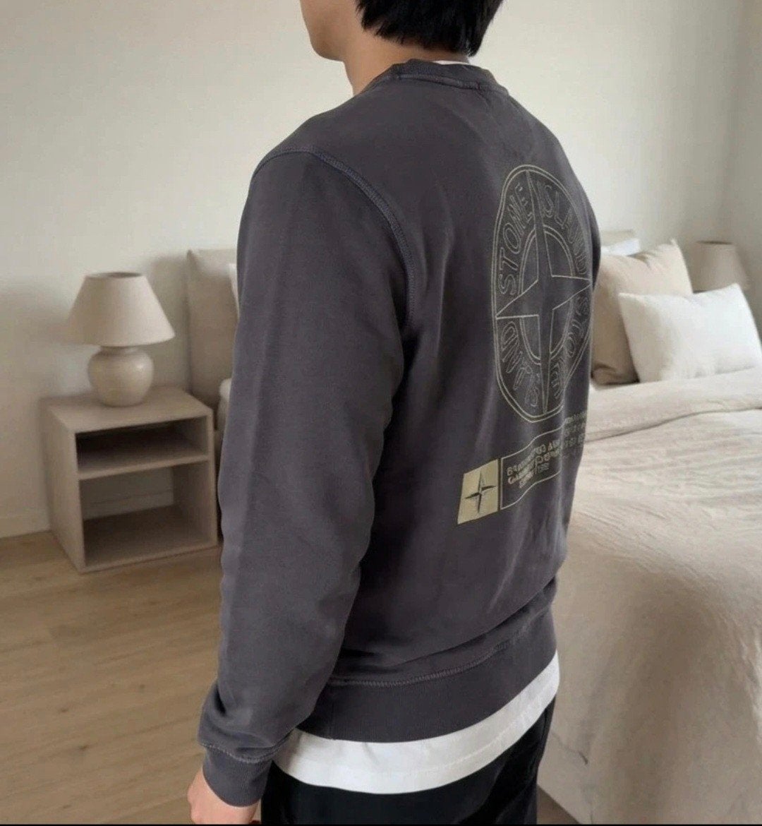 Rare Stone Island Sweat-shirt Dos Graphique / Anthracite / T, Gris, Taille 52/54 (L), Stone Island, Porté