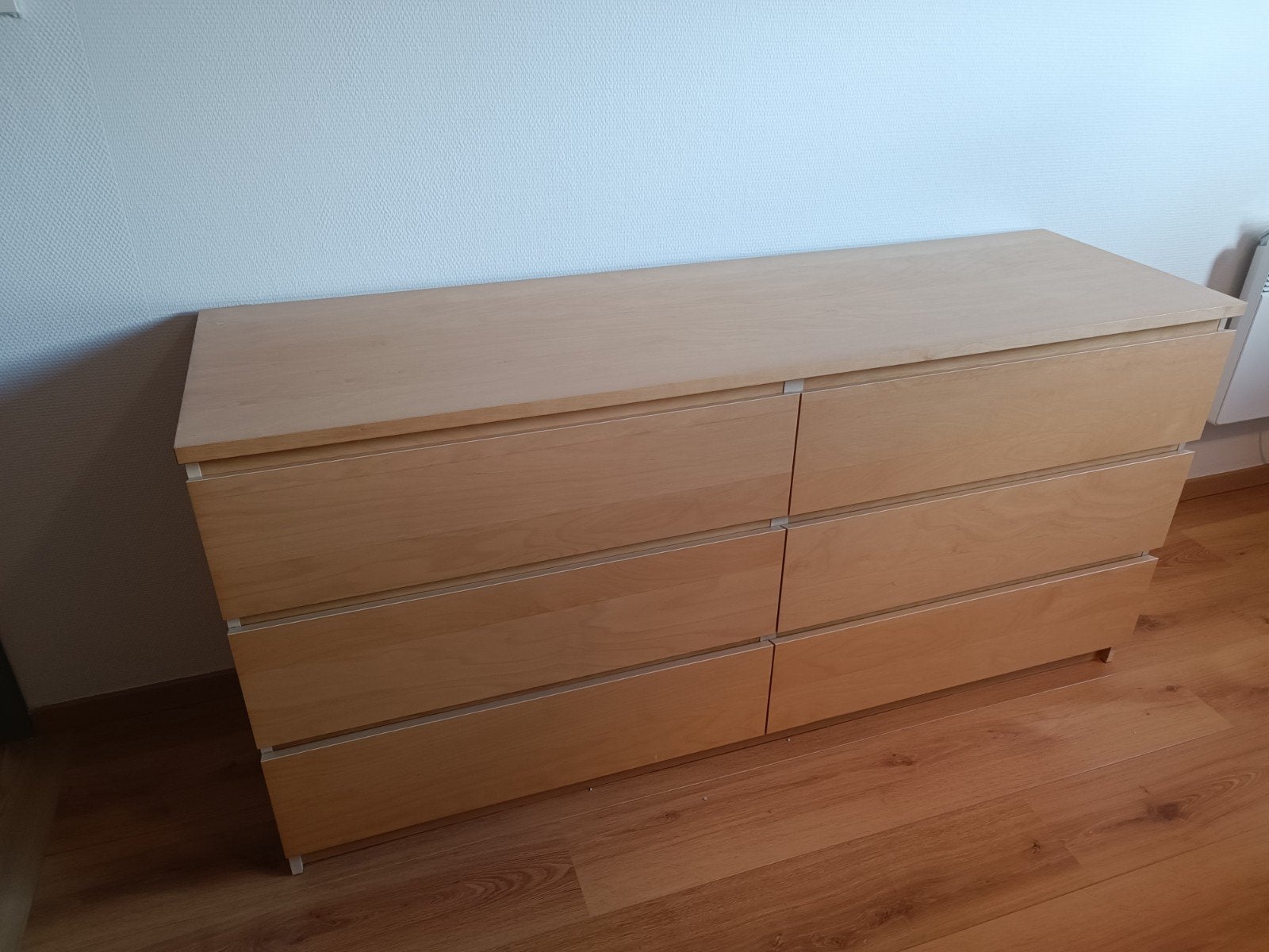 Oak-coloured large dresser with 6 drawers, Ophalen, 5 laden of meer, 150 tot 200 cm, Minder dan 100 cm