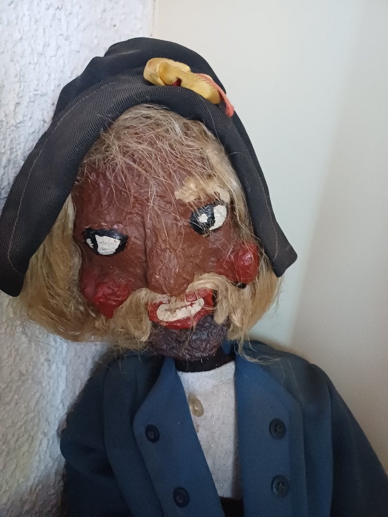 Originele Maneblusser pop + antiek eiken bobbin krukje, Antiek en Kunst, Ophalen of Verzenden