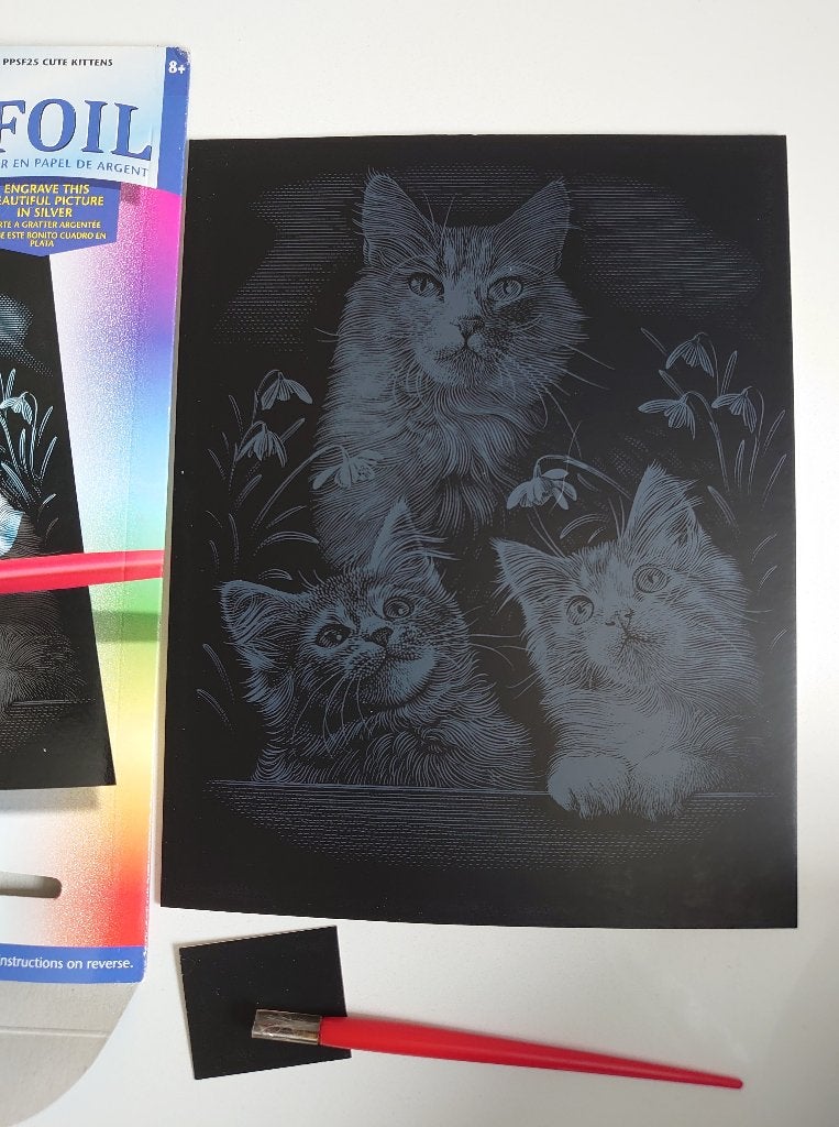 Schattige Kittens Kraskunst !  Reeves Scraperfoil (Nieuw), Neuf, Inscriptible, Dieren, Autres marques